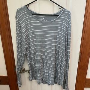 American Eagle Outfitters GUC SZ XL GREY STRIPED TOP